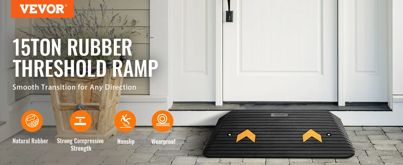 VEVOR Upgraded Rubber Threshold Ramp 3 inch H overview