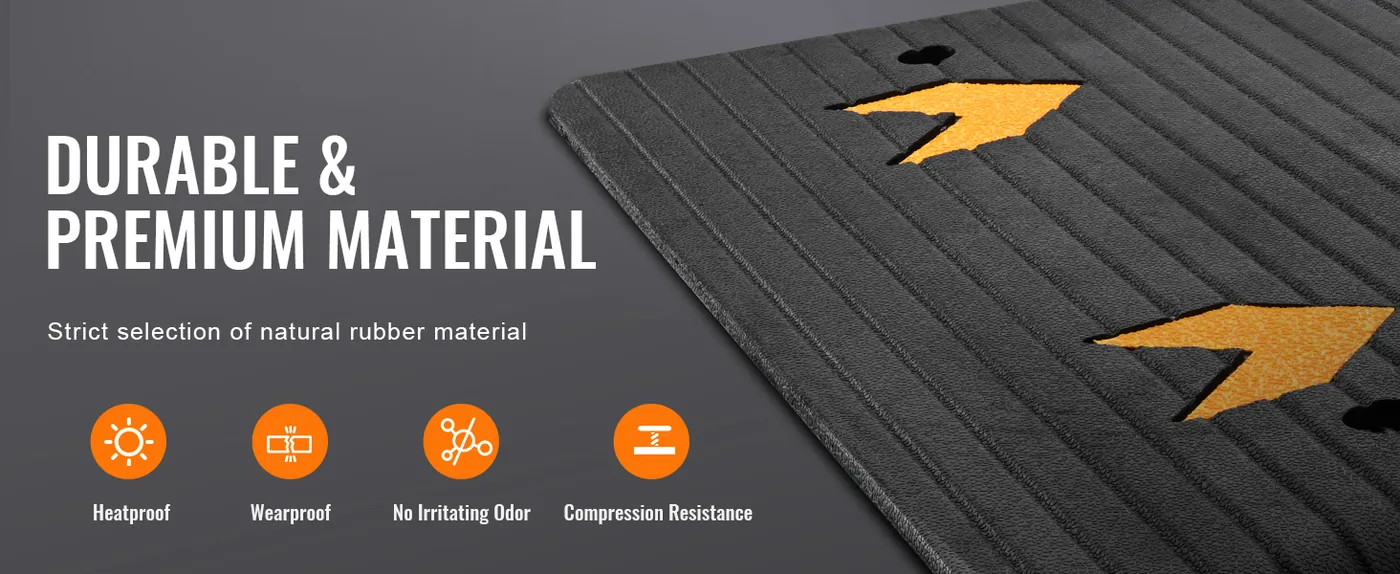 VEVOR Upgraded Rubber Threshold Ramp 3 inch H Natural Rubber Material