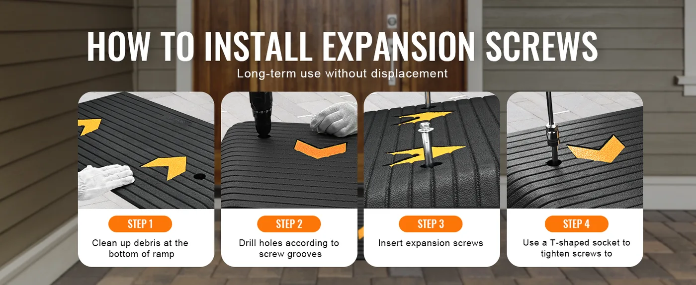 VEVOR Upgraded Rubber Threshold Ramp 3 inch H Not Easy to Displace
