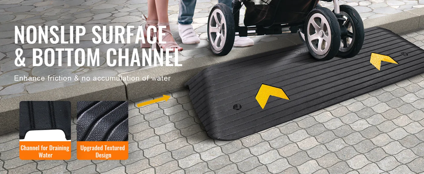 VEVOR Rubber Threshold Ramp 2 inch H Nonslip & Drain Water