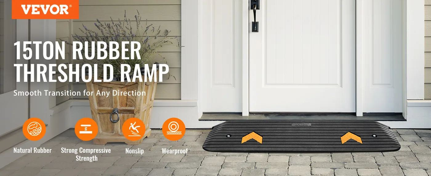VEVOR Upgraded Rubber Threshold Ramp 1 inch H overview