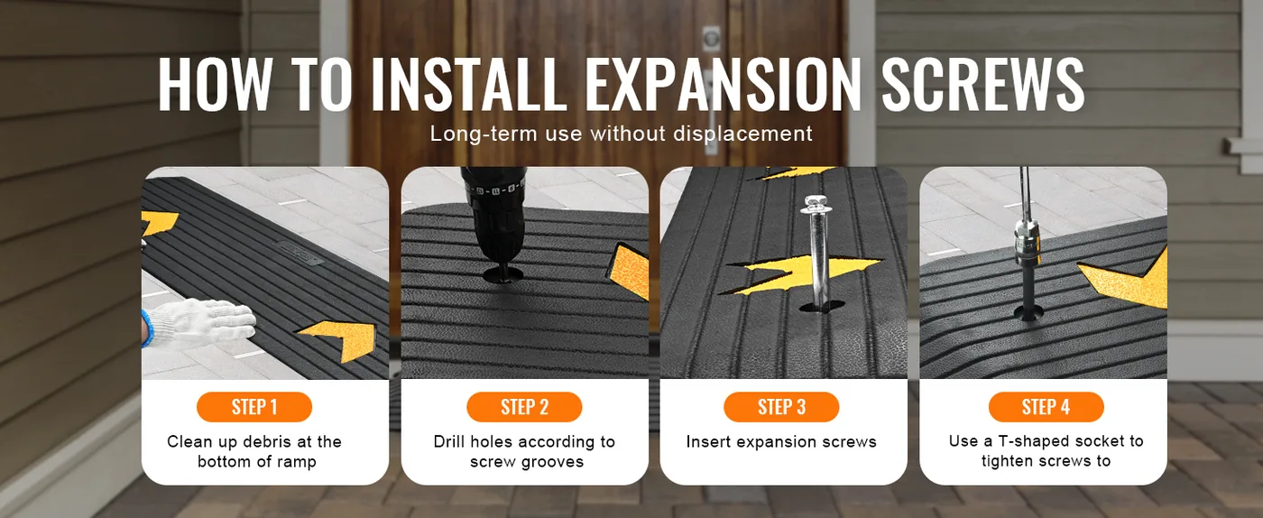 VEVOR Upgraded Rubber Threshold Ramp 1 inch H Not Easy to Displace