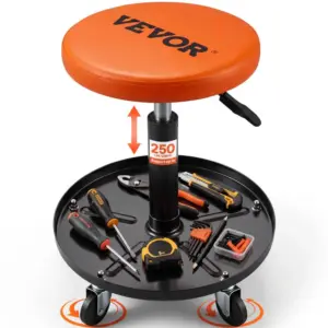 VEVOR Mechanic Stool 250 LBS Rolling with Tool Tray front view