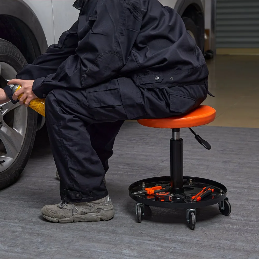 VEVOR Mechanic Stool 250 LBS Rolling with Tool Tray installation