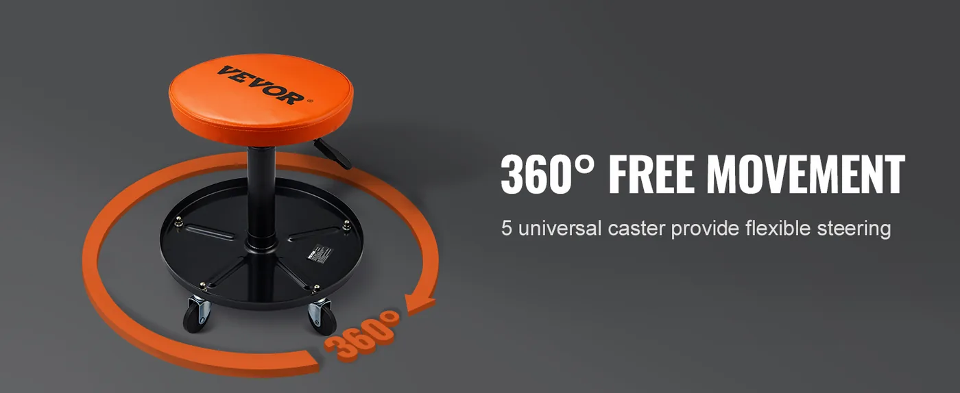 VEVOR Mechanic Stool 250 LBS Rolling with Tool Tray Move with Ease