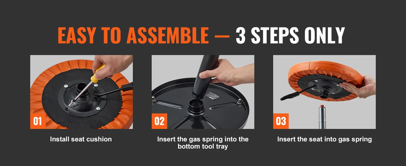 VEVOR Mechanic Stool 250 LBS Rolling with Tool Tray Easy to Assemble