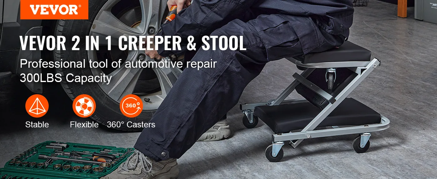VEVOR 36 in 2 in 1 z creeper seat overview