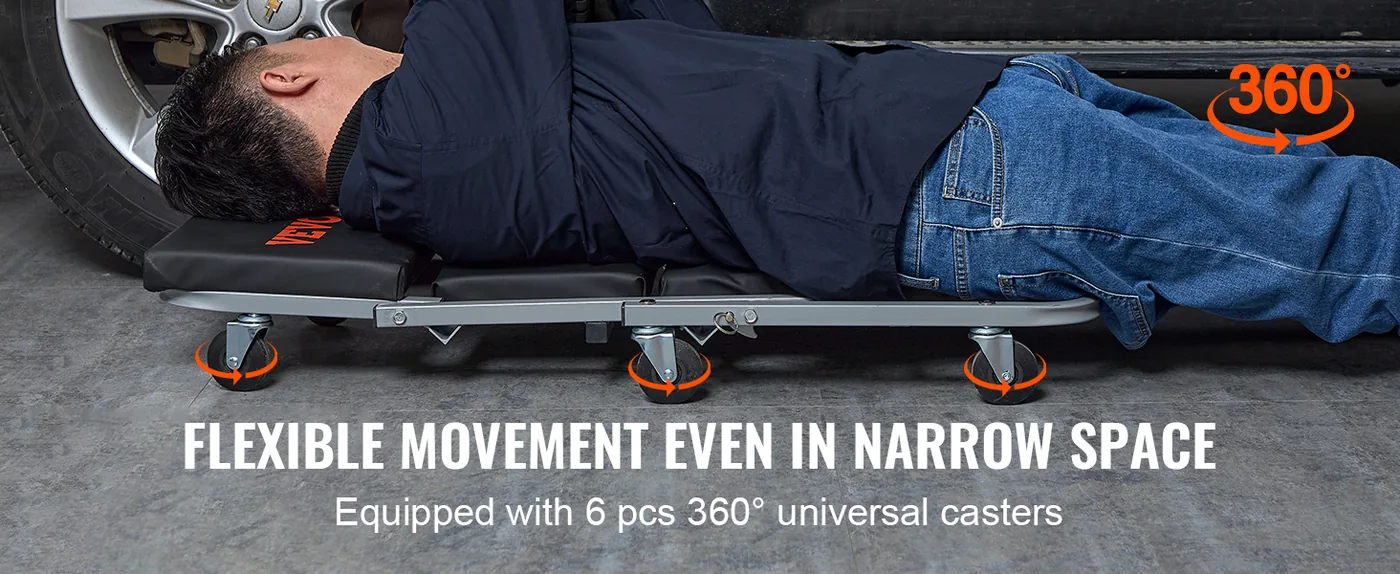 VEVOR 36 in 2 in 1 Rolling Z Creeper Seat 300 lbs Move Freely