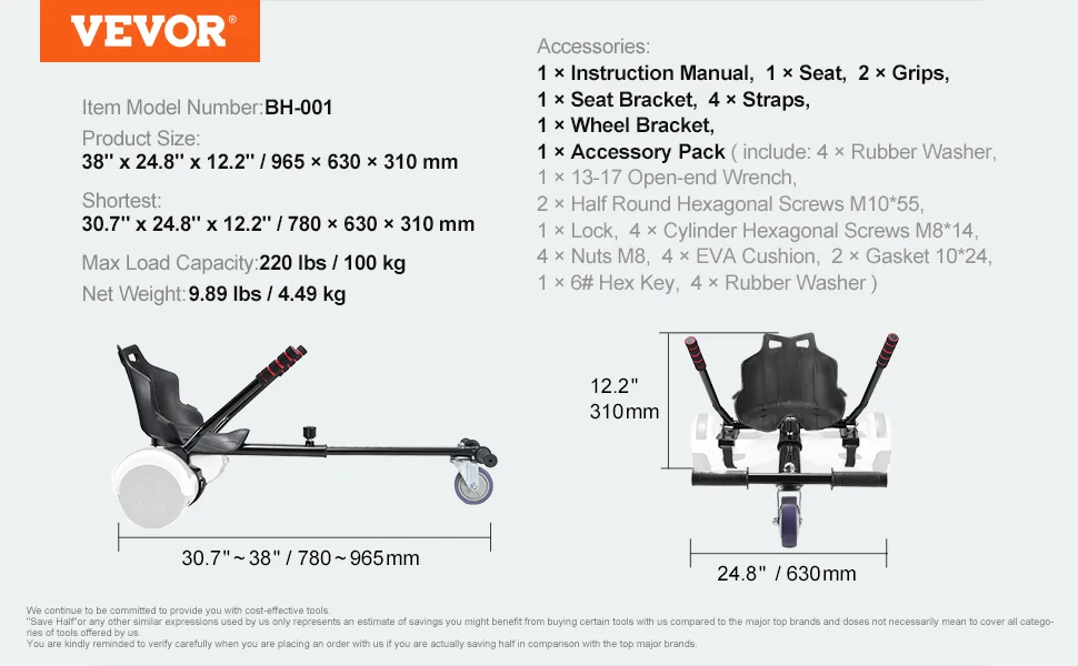 VEVOR Hoverboard Seat Attachment(Not included hoverboards) feature 5