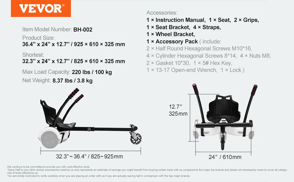 VEVOR Hoverboard Seat Attachment(Not included hoverboards) feature 5