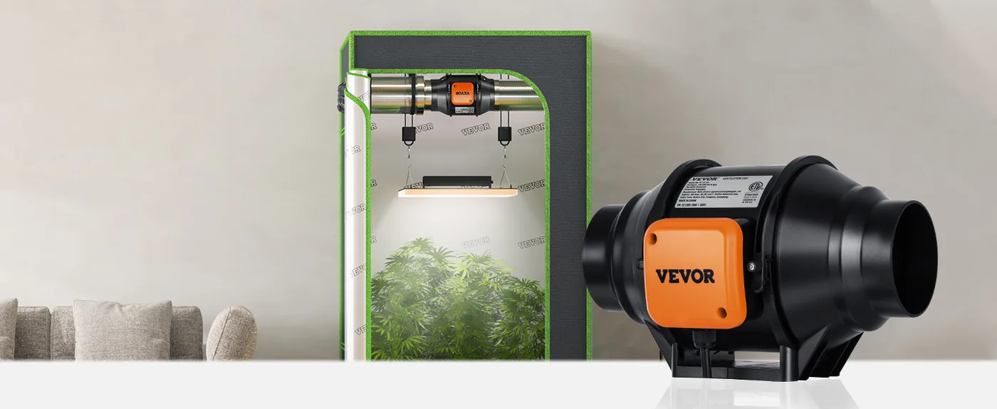 VEVOR Inline Duct Fan Standard Knob Speed Control AC 4 inch Grow Tent