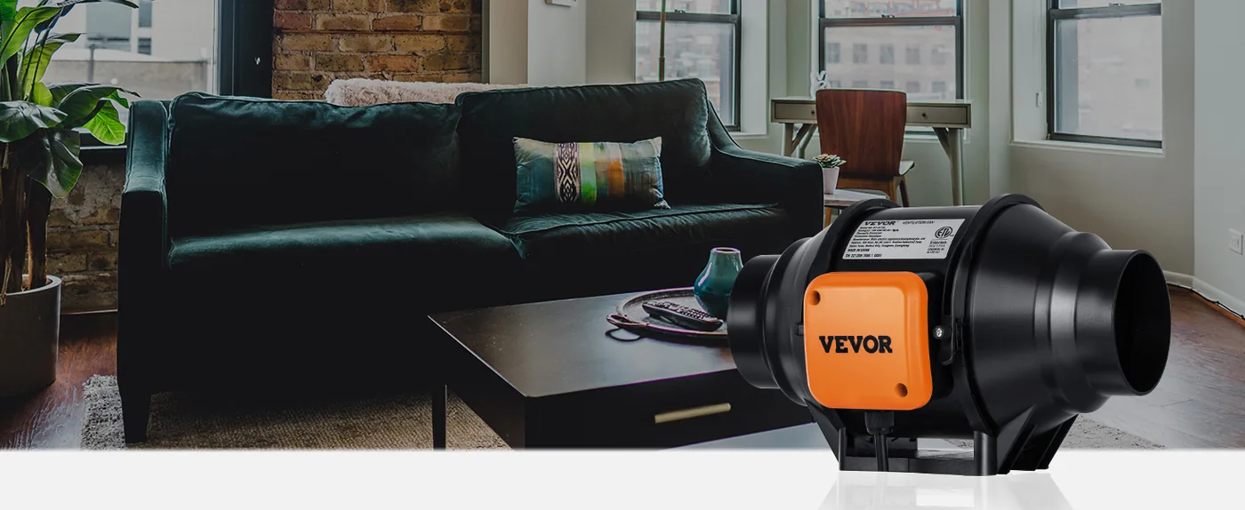 VEVOR Inline Duct Fan Standard Knob Speed Control AC 4 inch Indoors