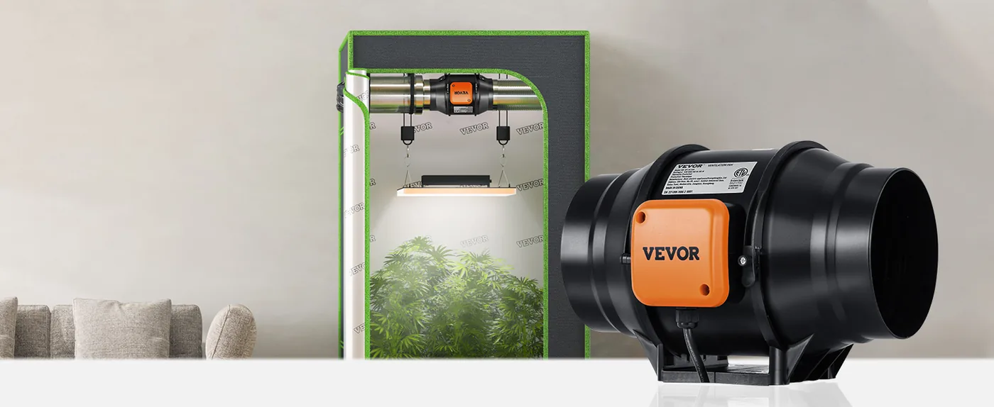 VEVOR Inline Duct Fan Standard Knob Speed Control AC 6 inch Grow Tent
