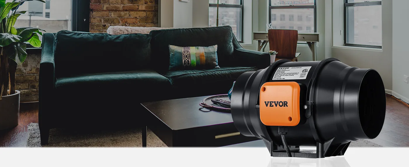 VEVOR Inline Duct Fan Standard Knob Speed Control AC 6 inch Indoors