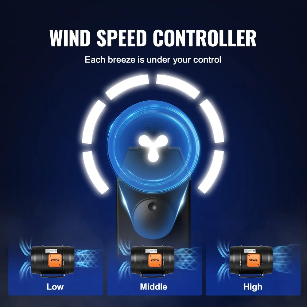 VEVOR Inline Duct Fan Standard Knob Speed Control AC 8 inch product image 5