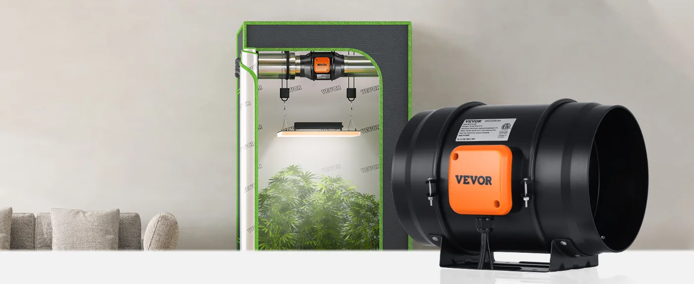 VEVOR Inline Duct Fan Standard Knob Speed Control AC 8 inch Grow Tent