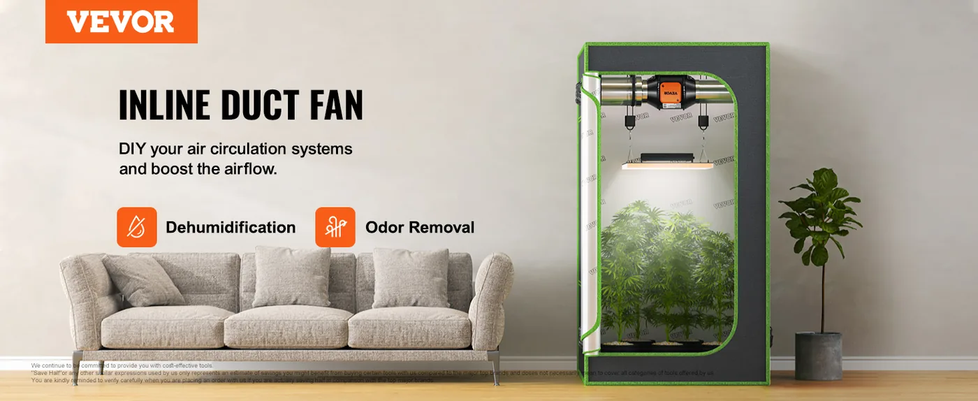VEVOR Inline Duct Fan PWM Temperature & Humidity Control overview