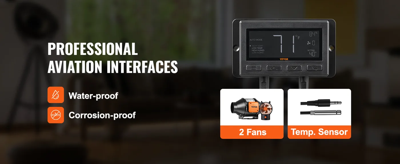VEVOR Inline Duct Fan PWM Temperature & Humidity Control Unique Controller