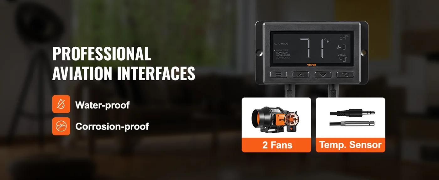 VEVOR Inline Duct Fan PWM Temperature & Humidity Control Unique Controller