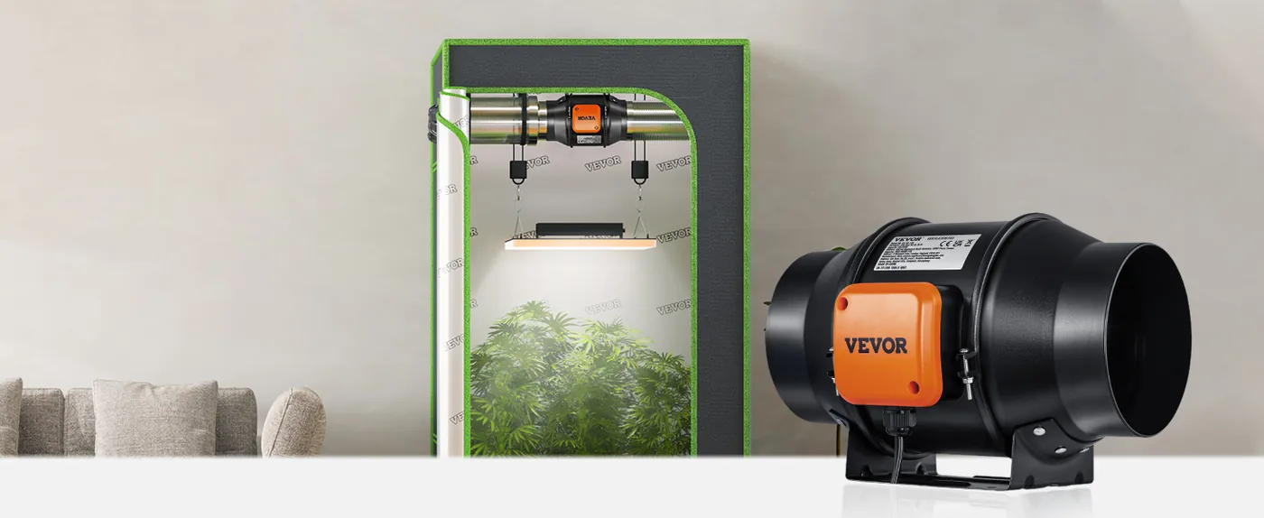 VEVOR Inline Duct Fan PWM Temperature & Humidity Control Grow Tent