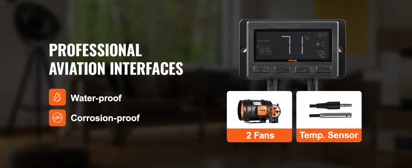 VEVOR Inline Duct Fan PWM Temperature & Humidity Control Unique Controller