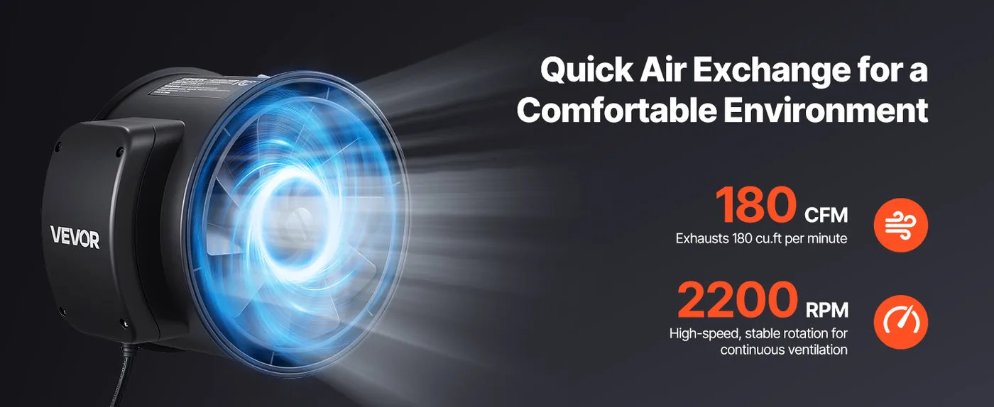 VEVOR Inline Duct Fan Without Controller AC 4 inch Excellent Ventilation