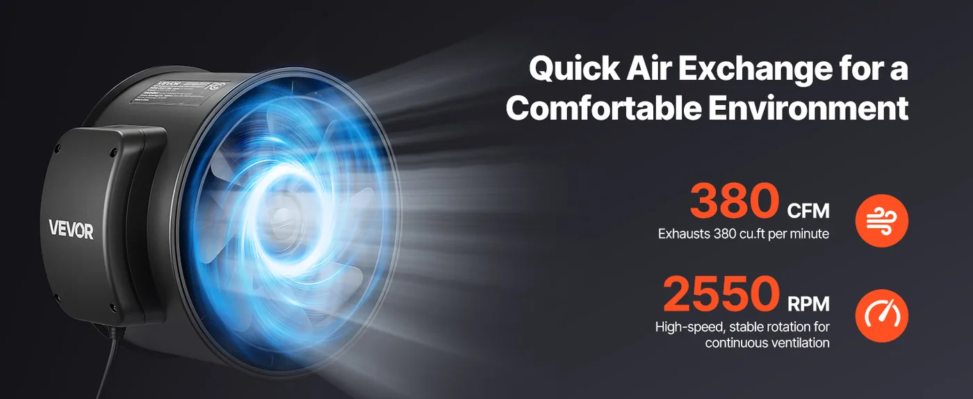 VEVOR Inline Duct Fan Without Controller AC 6 inch Excellent Ventilation