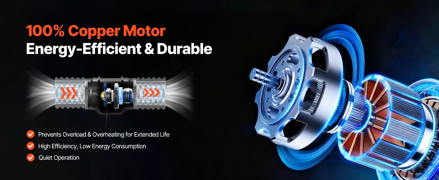 VEVOR 8" Inline Duct Fan Without Controller AC 8 inch Pure Copper Motor