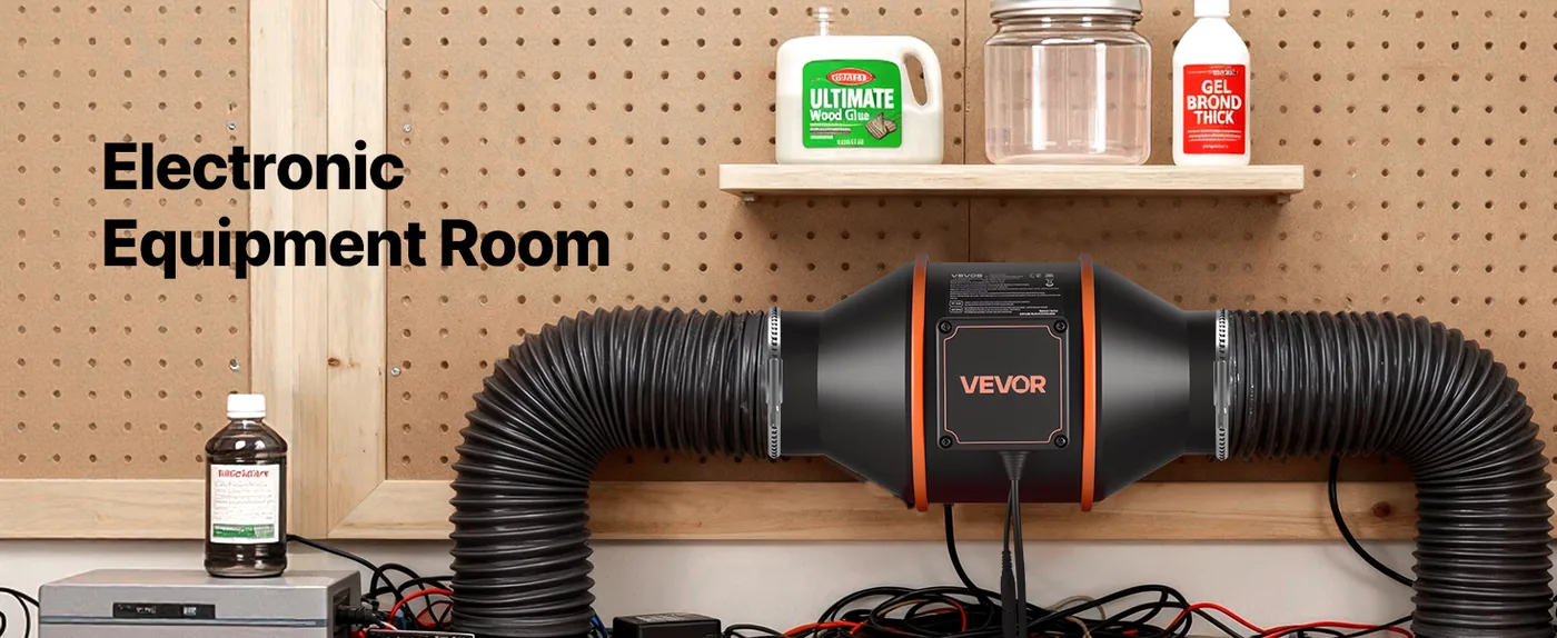 VEVOR Inline Duct Fan PWM Temperature & Humidity Control wit Electronic Equipment Room