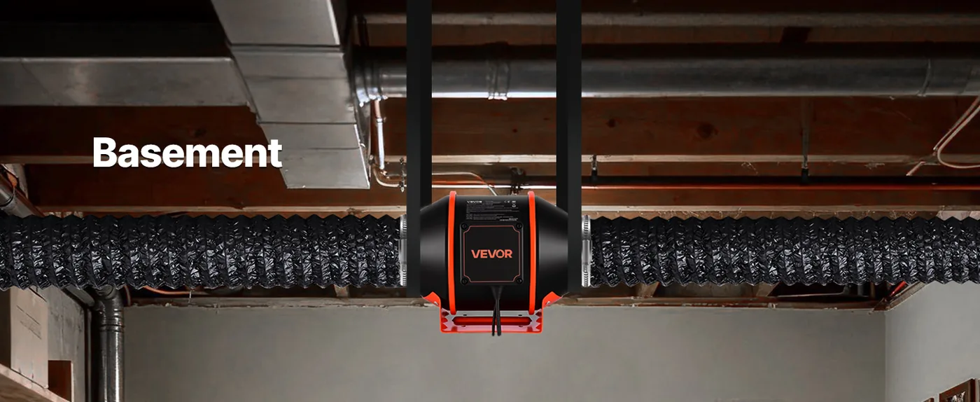 VEVOR Inline Duct Fan PWM Temperature & Humidity Control wit Basement