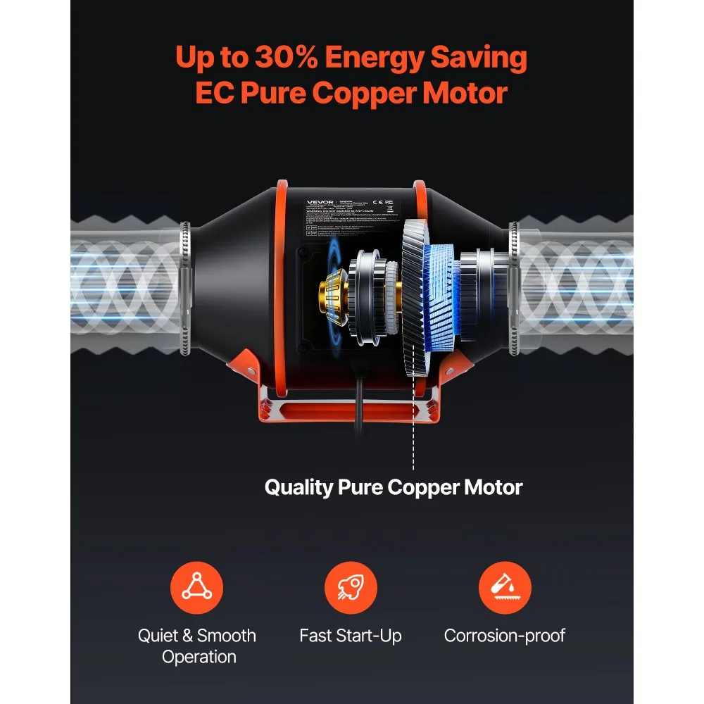 VEVOR Inline Duct Fan PWM Button Speed Control EC 4 inch product image 5