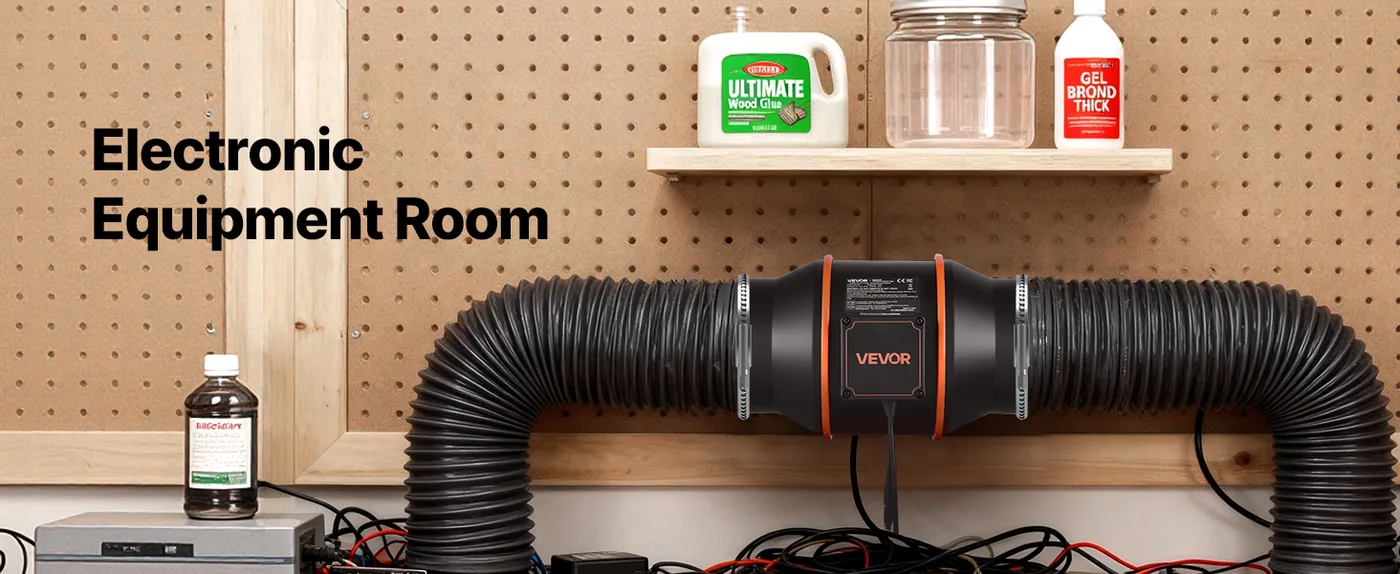 VEVOR Inline Duct Fan PWM Temperature & Humidity Control wit Electronic Equipment Room