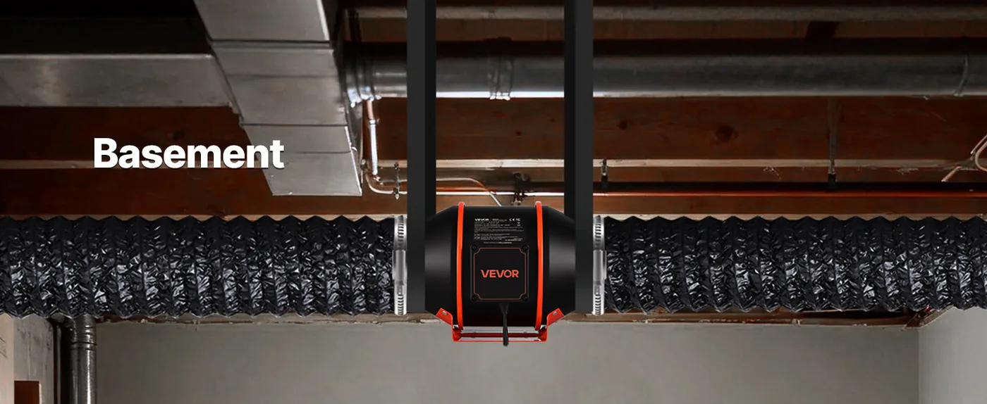 VEVOR Inline Duct Fan PWM Temperature & Humidity Control wit Basement