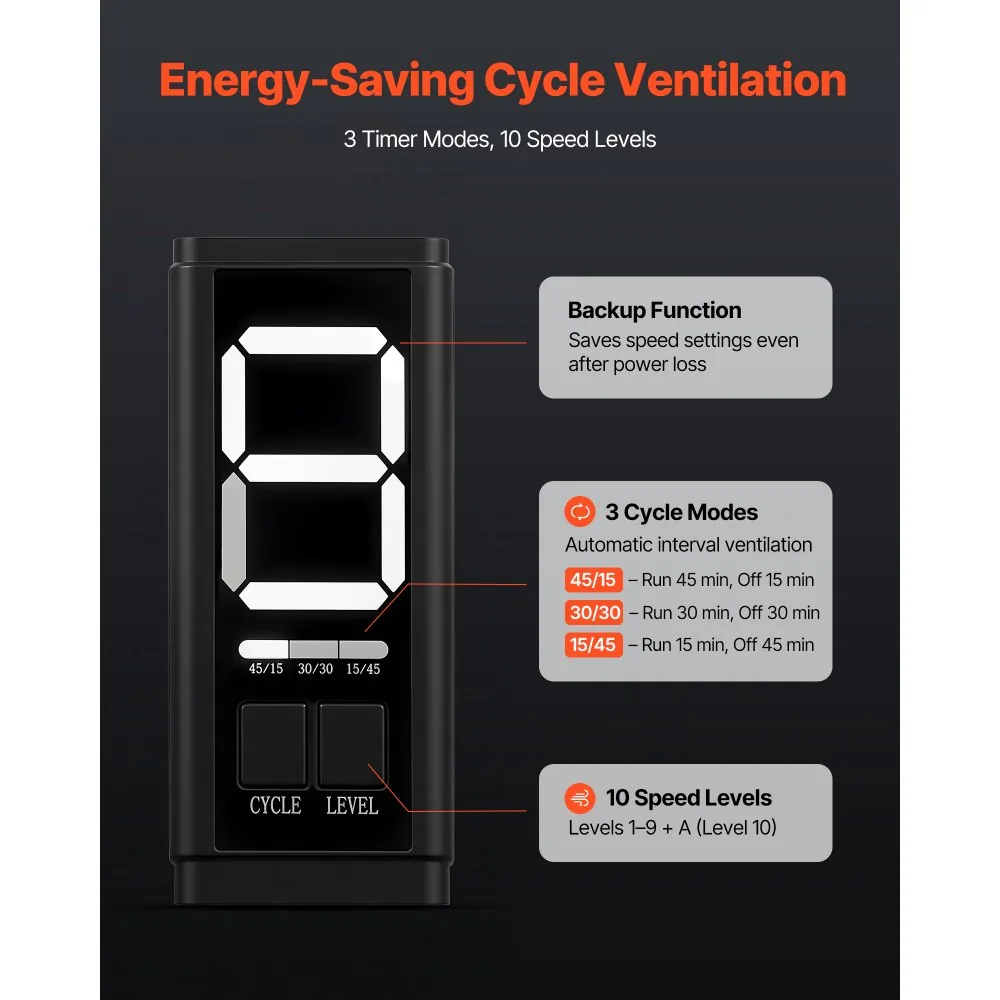 VEVOR Inline Duct Fan PWM Button Speed Control EC 6 inch product image 3