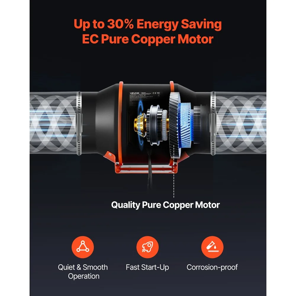VEVOR Inline Duct Fan PWM Button Speed Control EC 6 inch product image 5