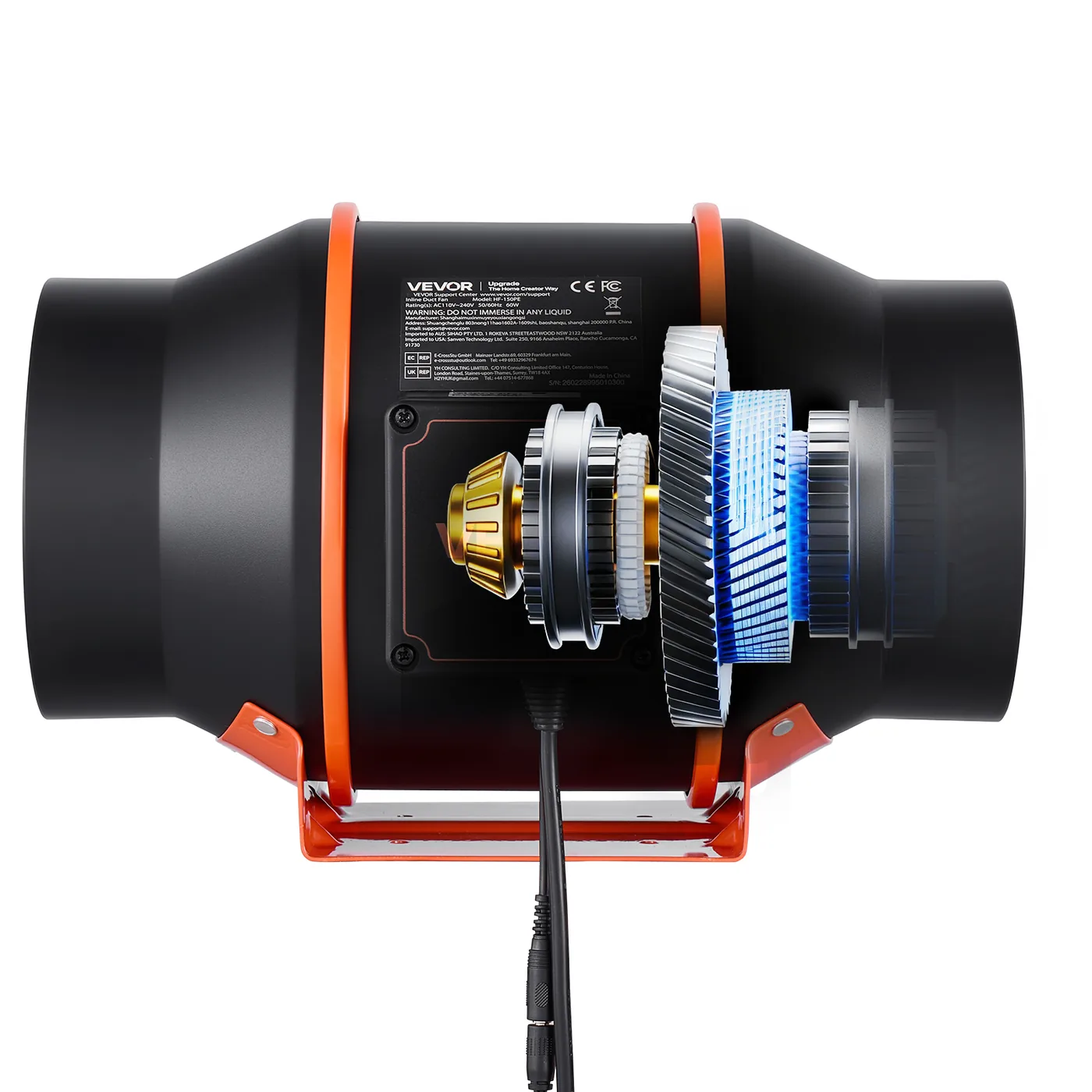 VEVOR Inline Duct Fan PWM Button Speed Control EC 6 inch Pure Copper Motor
