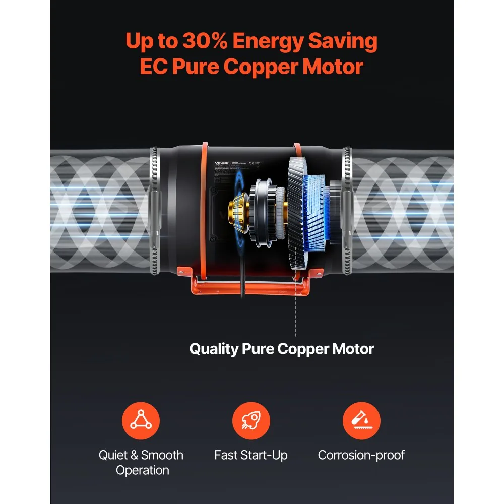 VEVOR Inline Duct Fan PWM Button Speed Control EC 8 inch product image 5