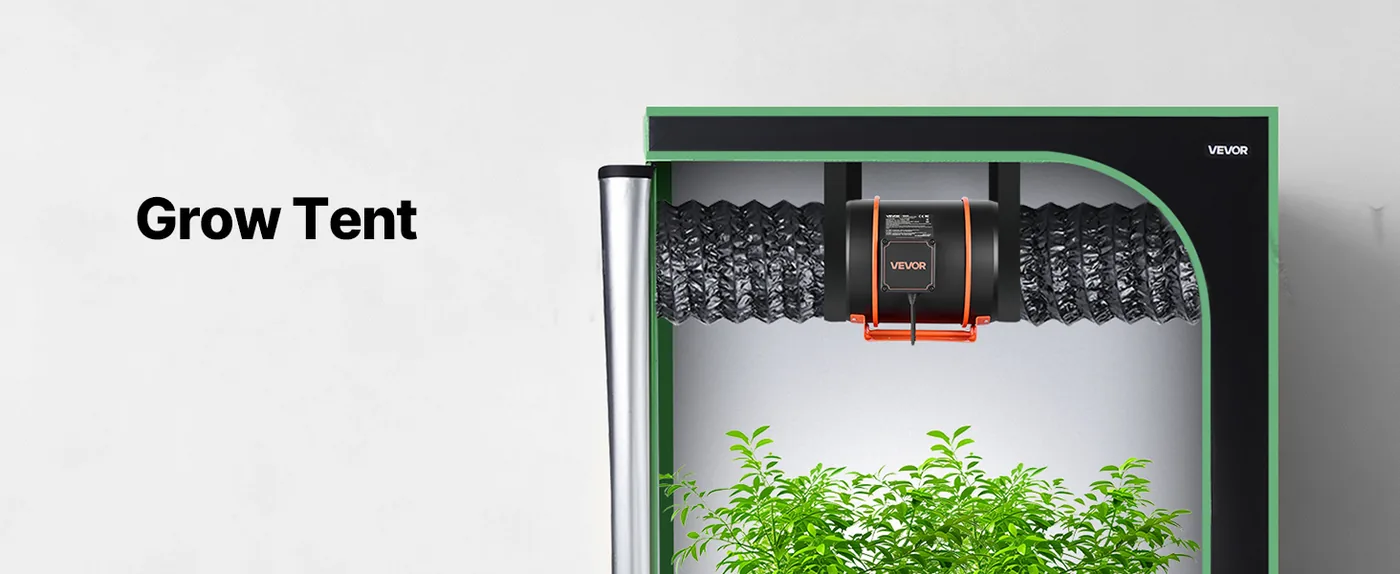 VEVOR Inline Duct Fan PWM Button Speed Control EC 8 inch Grow Tent