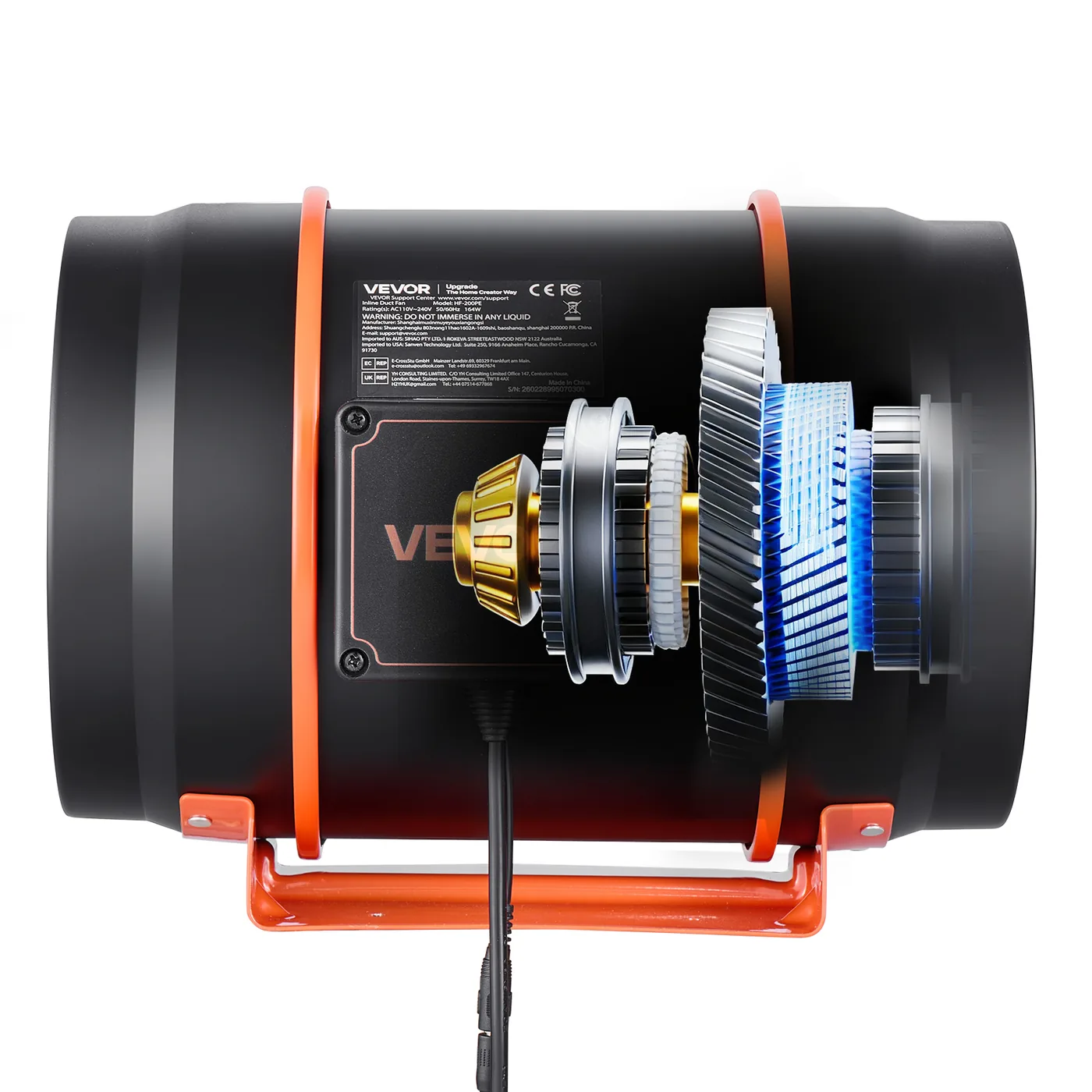 VEVOR Inline Duct Fan PWM Button Speed Control EC 8 inch Pure Copper Motor
