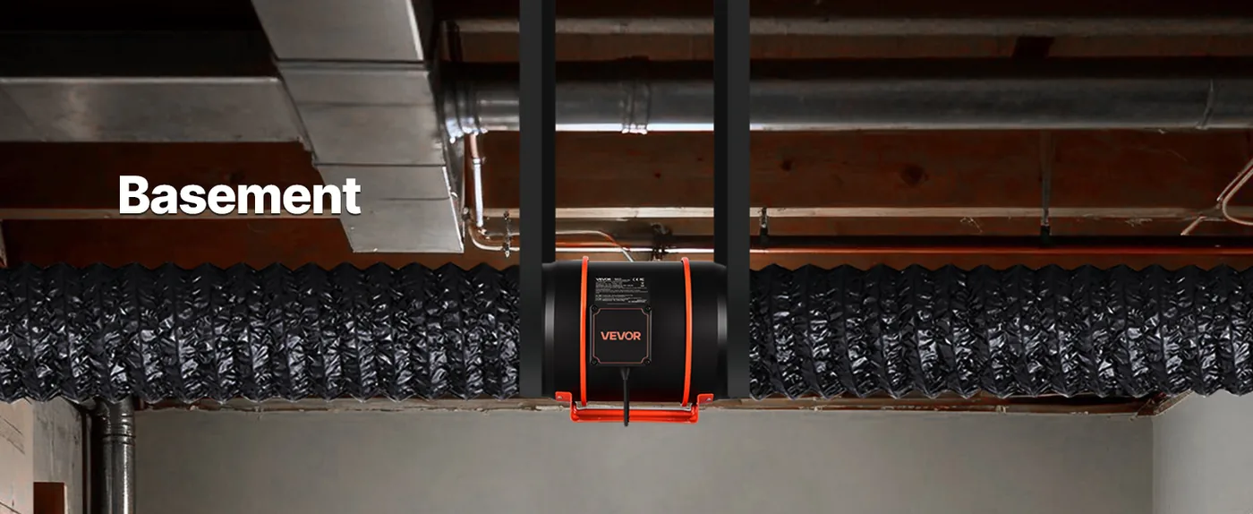 VEVOR Inline Duct Fan PWM Temperature & Humidity Control wit Basement
