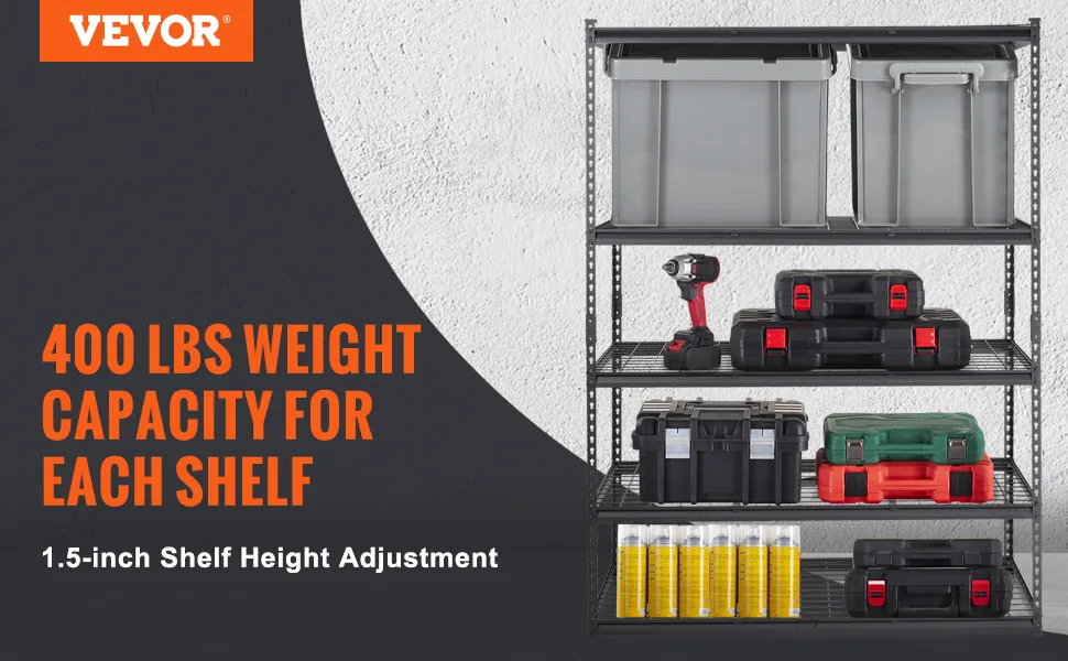 VEVOR Storage Shelving Unit 24x60x72 inch Black overview
