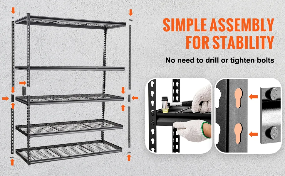 VEVOR Storage Shelving Unit 24x60x72 inch Black feature 2