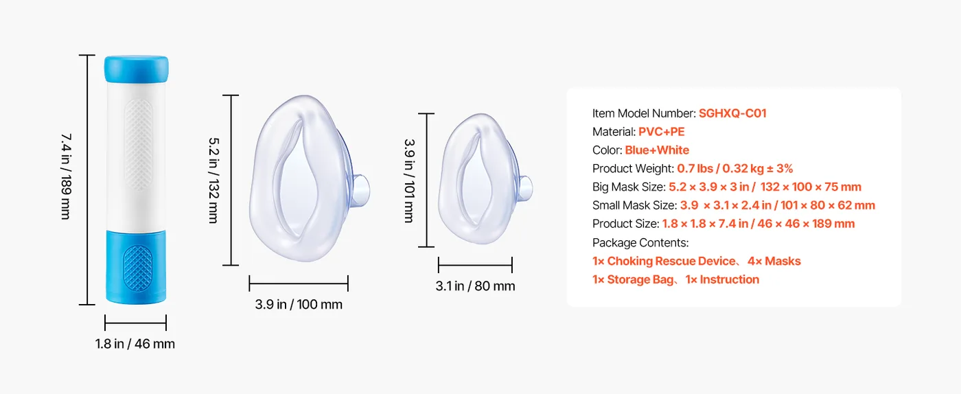 VEVOR Choking Rescue Device 4 Masks feature 5