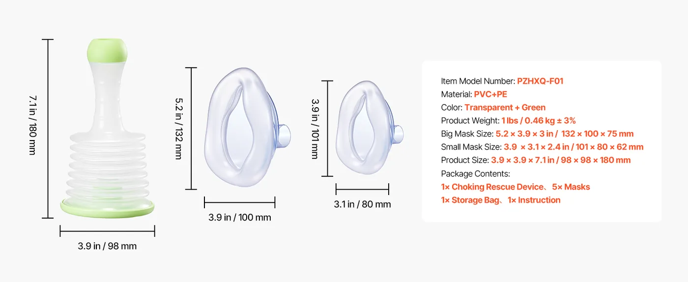VEVOR Choking Rescue Device 5 Masks feature 5
