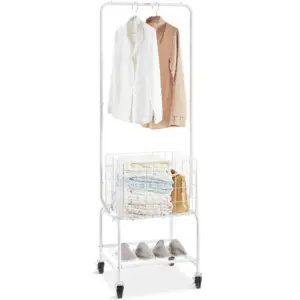 VEVOR Metal Rolling Laundry Basket with Hanging Garment Rack product image 1