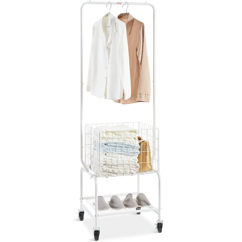 VEVOR Metal Rolling Laundry Basket with Hanging Garment Rack product image 1