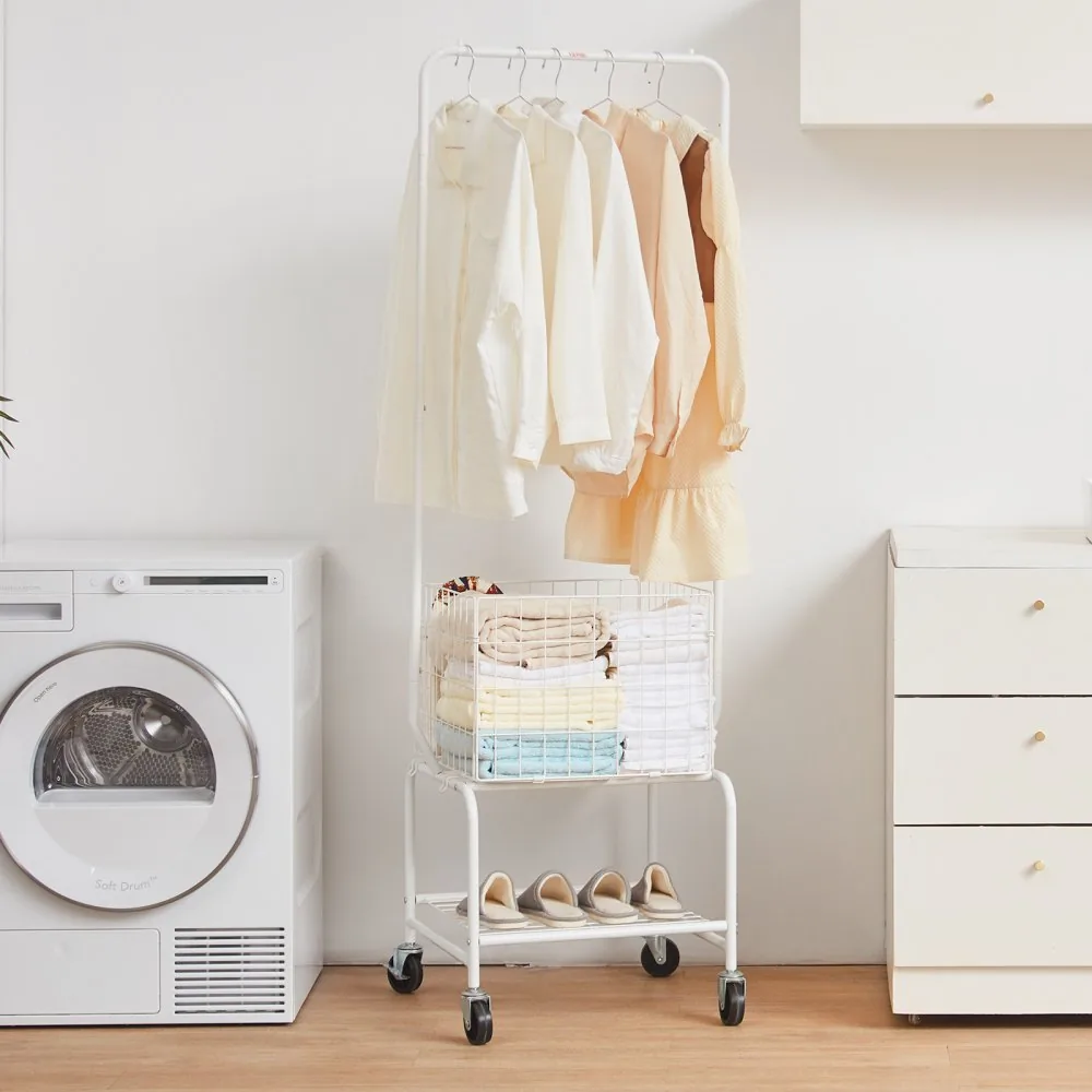 VEVOR Metal Rolling Laundry Basket with Hanging Garment Rack product image 8