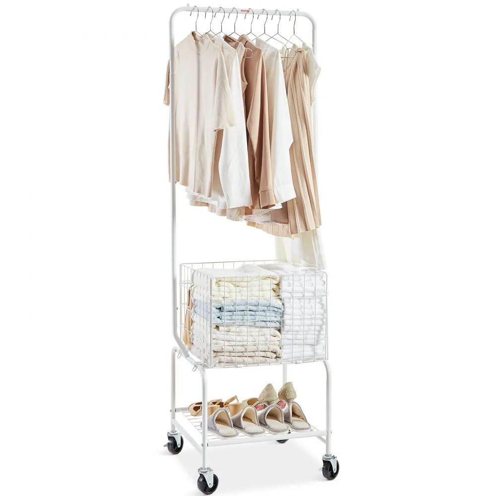 VEVOR Metal Rolling Laundry Basket with Hanging Garment Rack product image 11