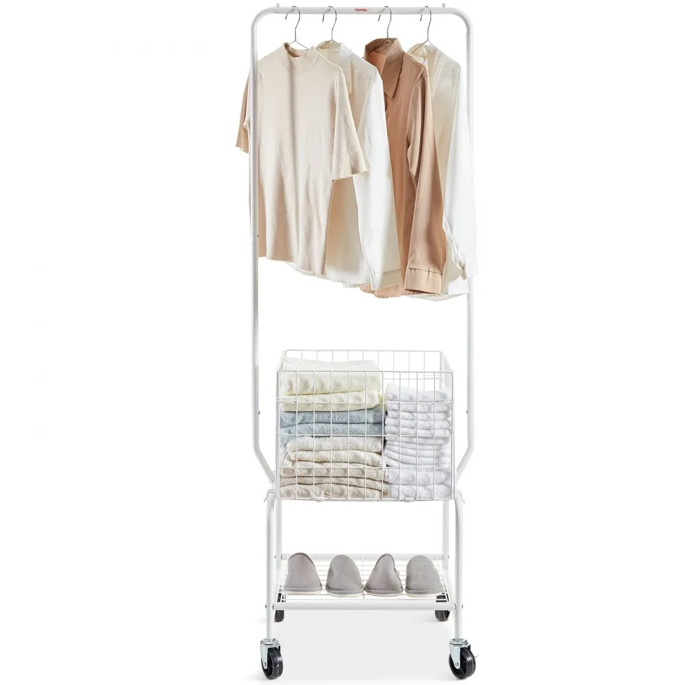 VEVOR Metal Rolling Laundry Basket with Hanging Garment Rack product image 12