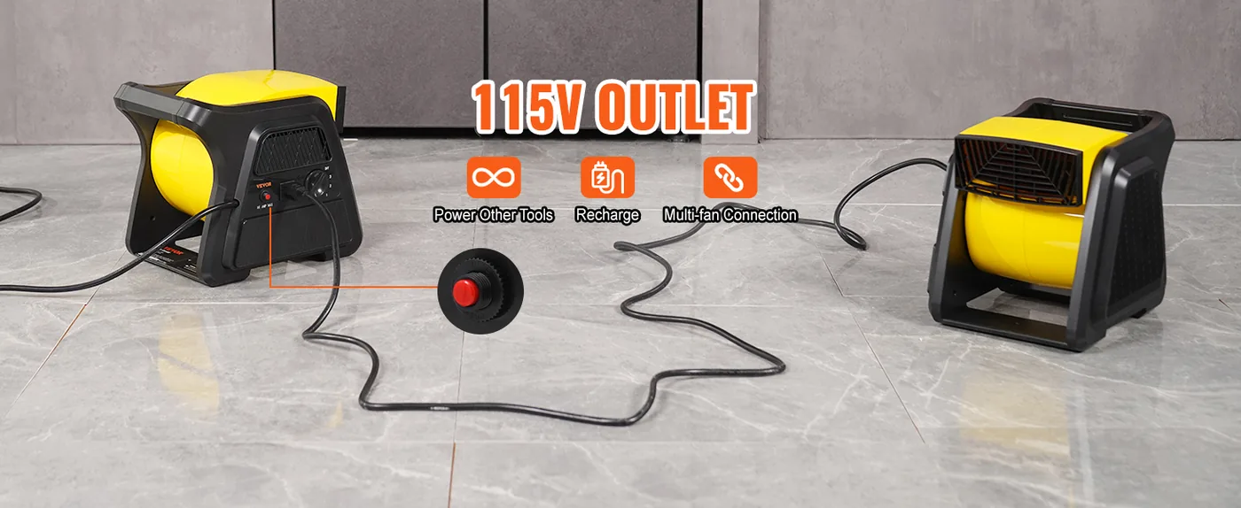 VEVOR Pivoting Utility Fan 300&deg; 1700 RPM Built-in Outlets